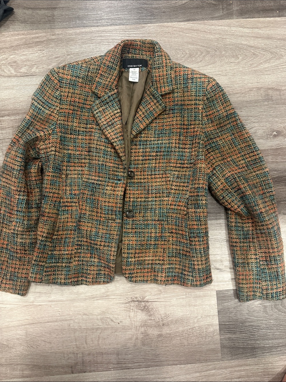 Pendleton Women's Tweed Plaid Blazer Jacket - Green & Brown